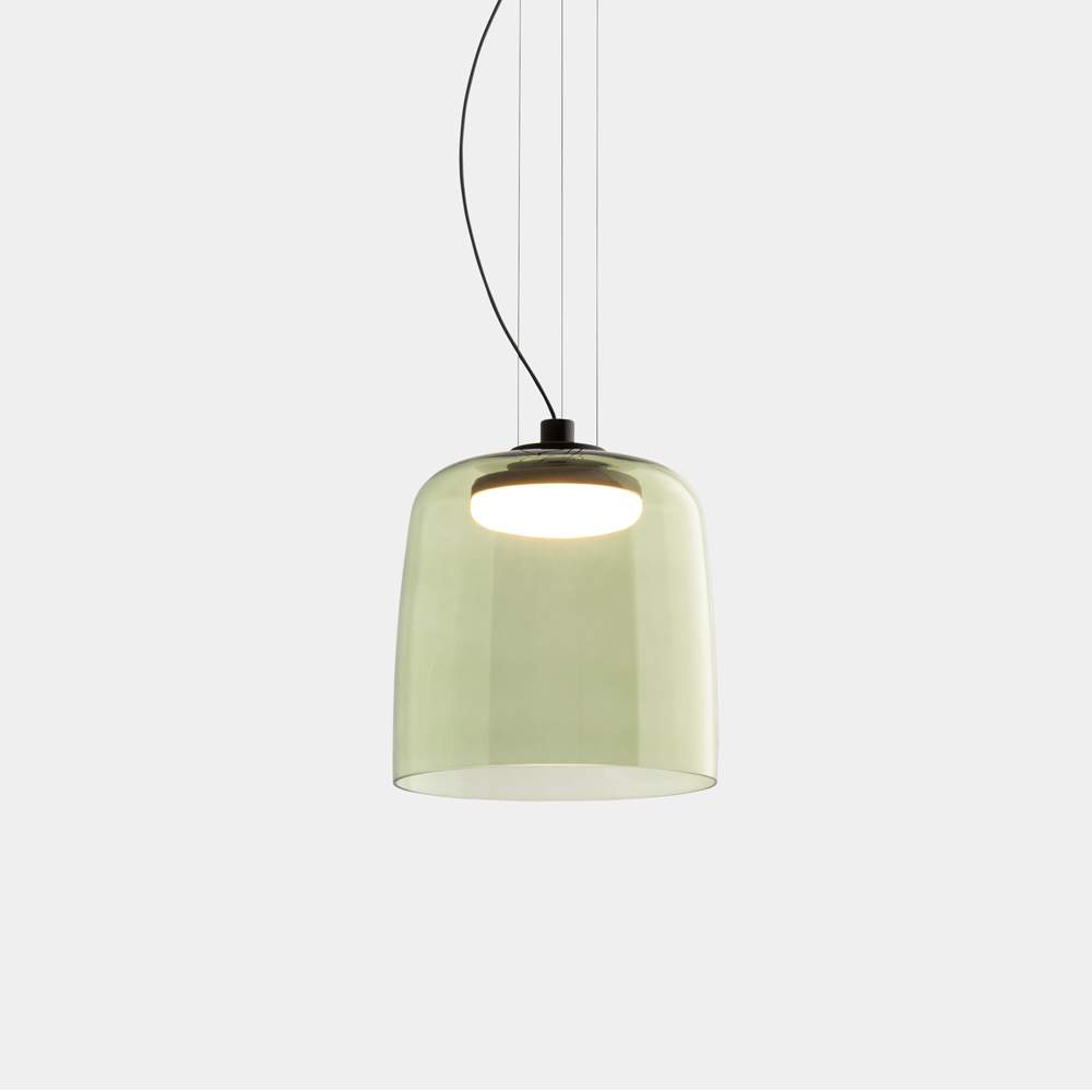 Levels 1 Pendant in Black with 22cm Green Glass Shade (LX820)